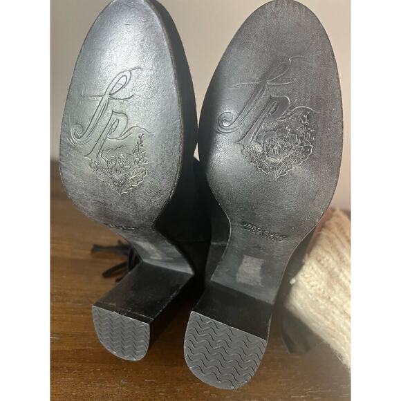 Free People Wild Rose Slouch Fringe Boot Black Suede Western - Size 36 (6-6.5) - Picture 8 of 11